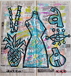 untitled (acrylic & collage on Los angeles times newsprint)